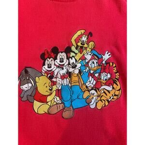 RARE Vintage Disney Knit Sweater Red XXL Disney Resort Mickey Minnie Pooh Donald